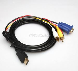 Többcélú VGA-D típusú HDMI kábel a három Rca-csatlakozó